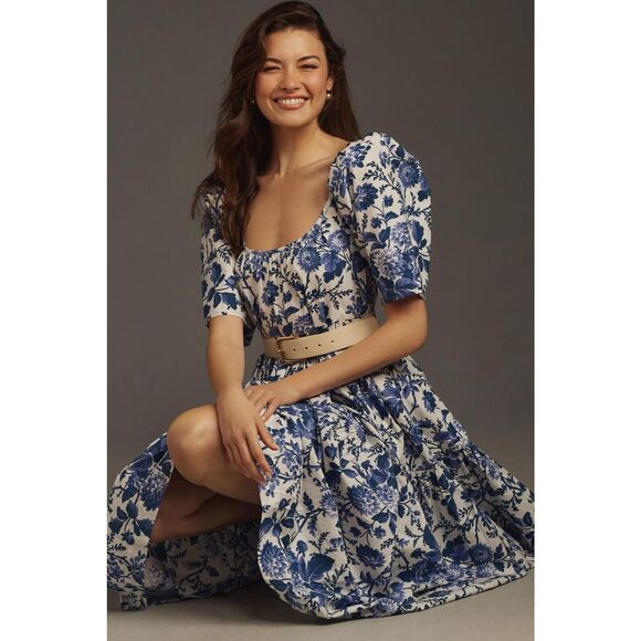 New By Anthropologie Tiered Poplin Midi Dress Size Small - Picture 5 of 10